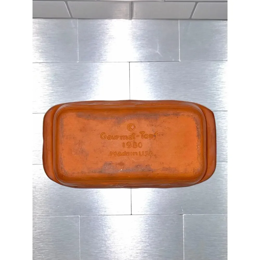 Vintage Gourmet Topf 1980 Made In USA Bread Loaf Clay Baking Dish Glazed